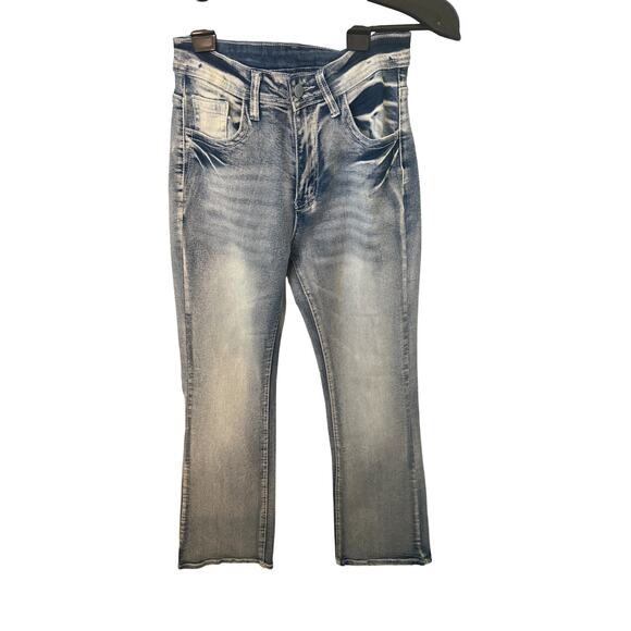 Steering Head Embroidery White Washe Destressed jeans - Unusual  S - Picture 1 of 9